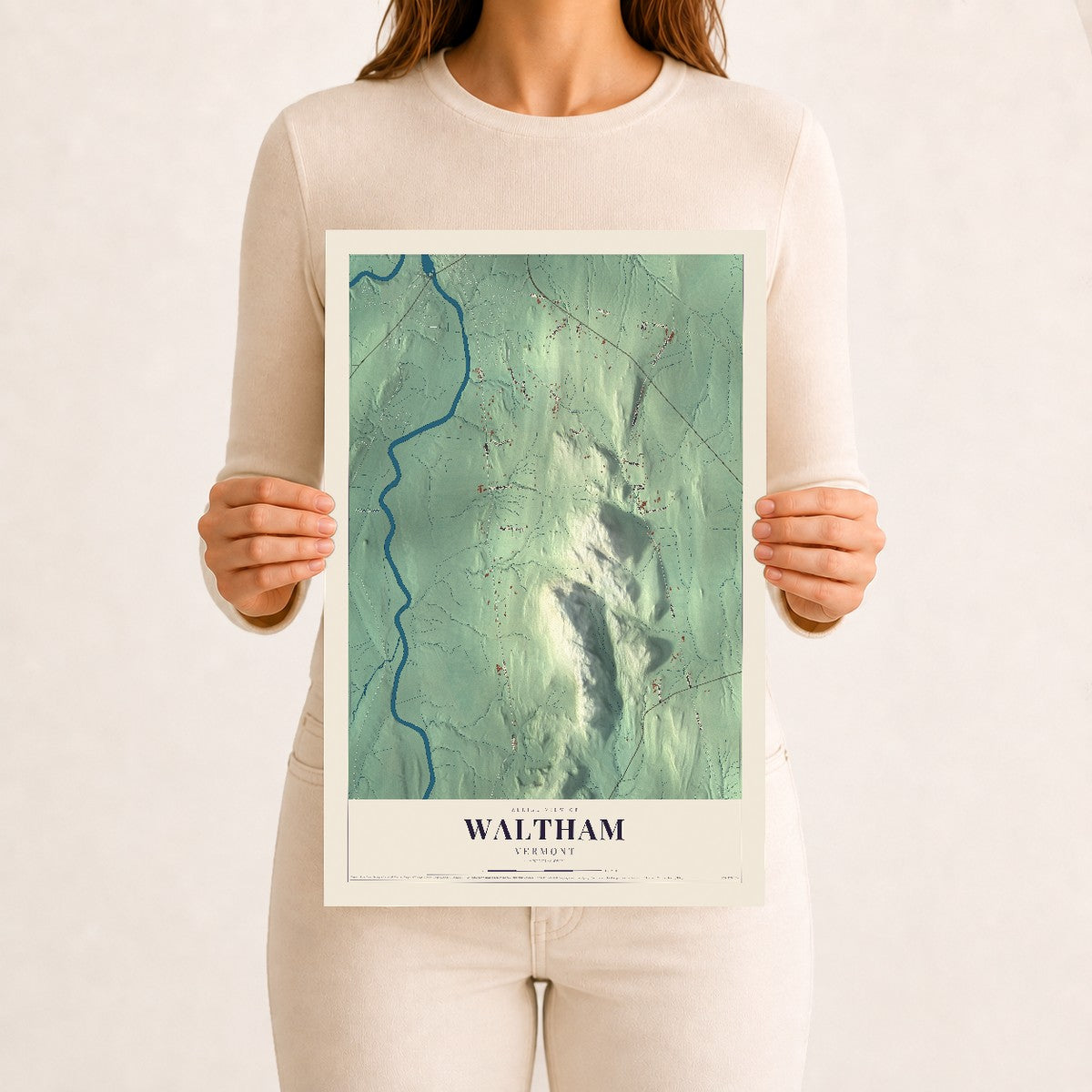 Waltham, Vermont map print - 12 x 18 archival matte print