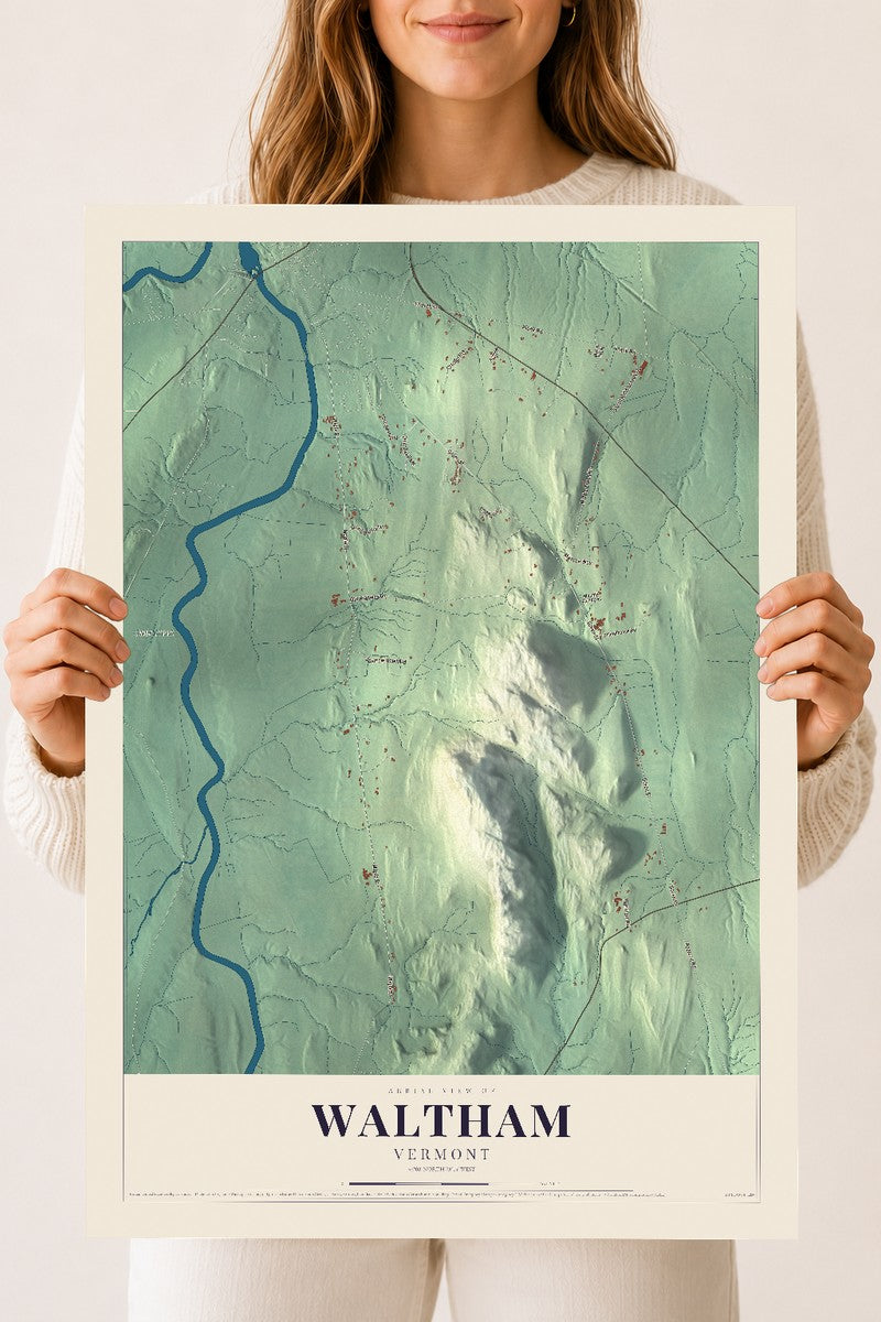 Waltham, Vermont map print - 18 x 24 archival matte print
