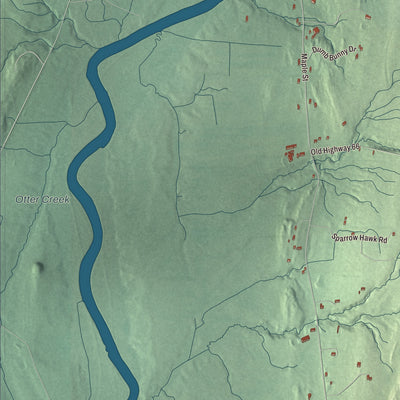 Terrain and local geography detail from the Waltham, Vermont map
