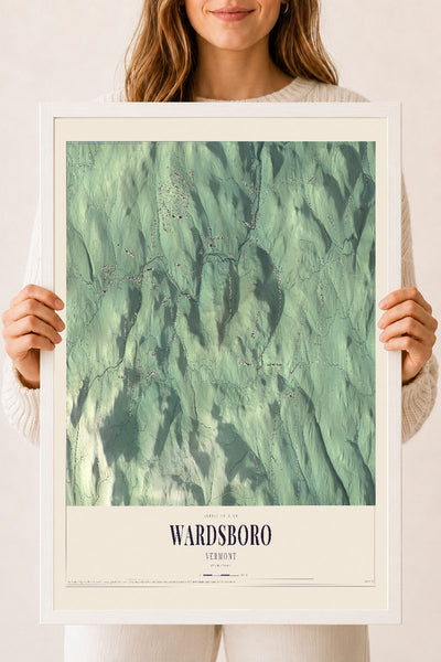 Wardsboro, Vermont map print - 18 x 24 white Ayous wood frame