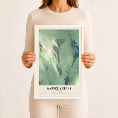 Warner's Grant, Vermont map print - 12 x 18 white Ayous wood frame