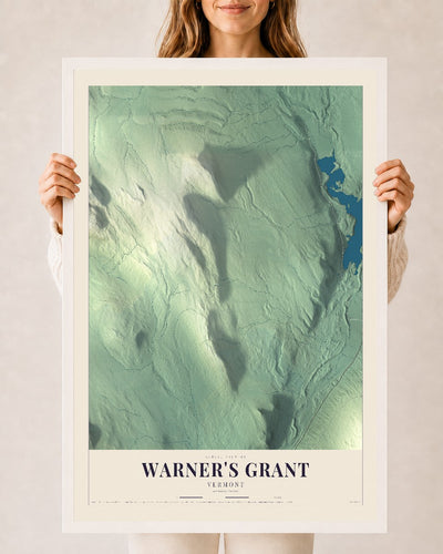 Warner's Grant, Vermont map print - 24 x 36 white Ayous wood frame