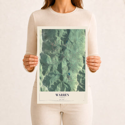 Warren, Vermont map print - 12 x 18 archival matte print