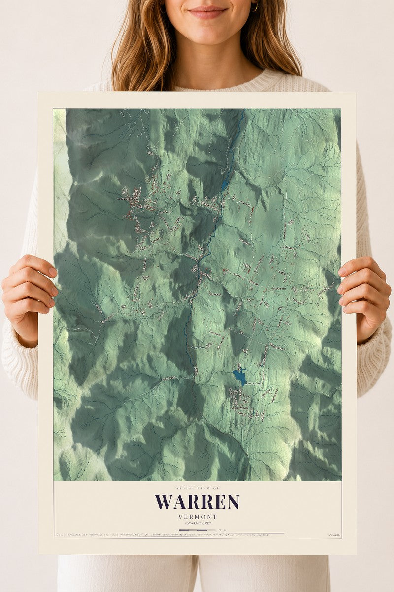Warren, Vermont map print - 18 x 24 archival matte print