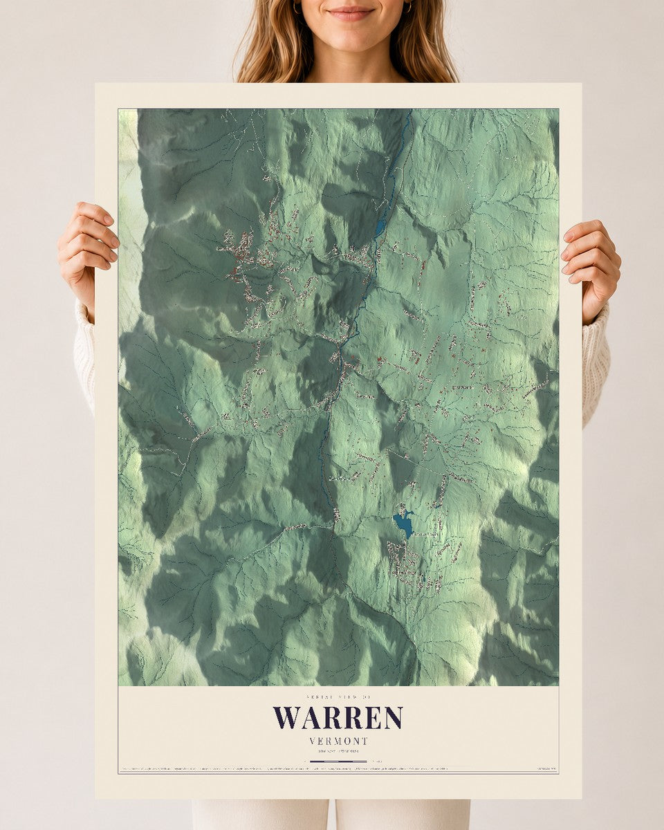 Warren, Vermont map print - 24 x 36 archival matte print