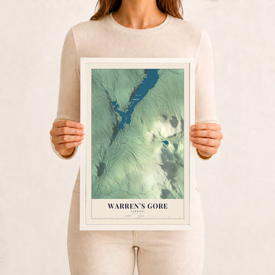 Warren's Gore, Vermont map print - 12 x 18 white Ayous wood frame
