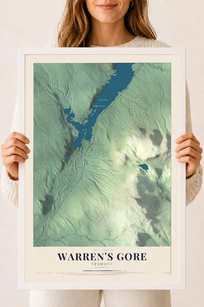 Warren's Gore, Vermont map print - 18 x 24 white Ayous wood frame