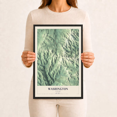 Washington, Vermont map print - 12 x 18 black Ayous wood frame