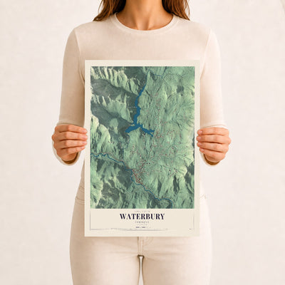 Waterbury, Vermont map print - 12 x 18 archival matte print