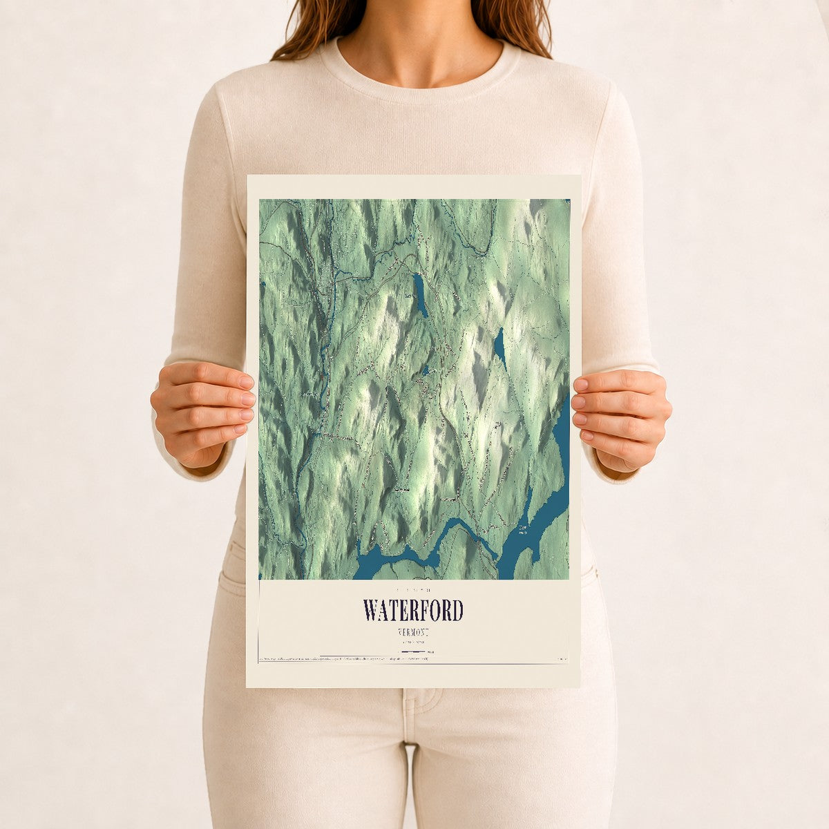 Waterford, Vermont map print - 12 x 18 archival matte print