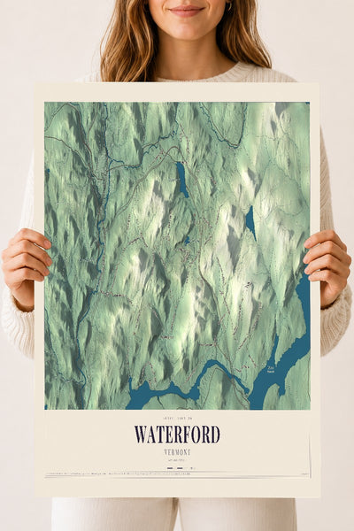 Waterford, Vermont map print - 18 x 24 archival matte print