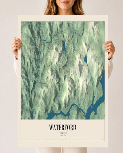 Waterford, Vermont map print - 24 x 36 archival matte print