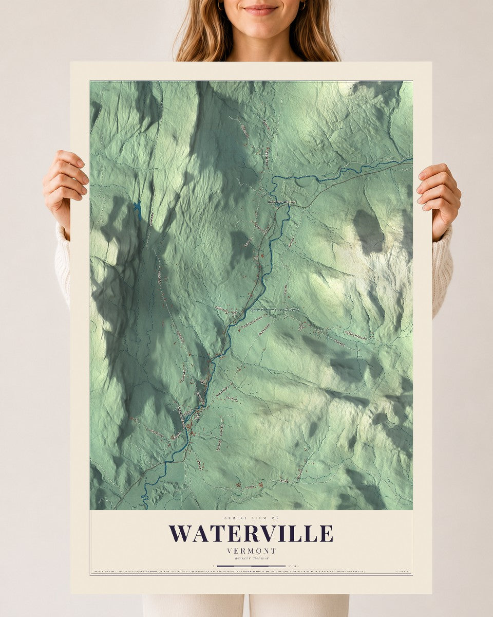 Waterville, Vermont map print - 24 x 36 archival matte print