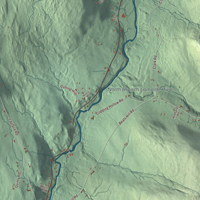 Terrain and local geography detail from the Waterville, Vermont map