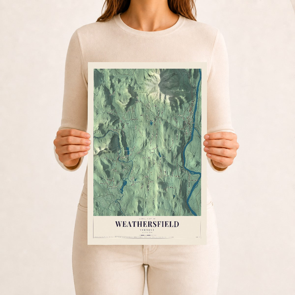 Weathersfield, Vermont map print - 12 x 18 archival matte print
