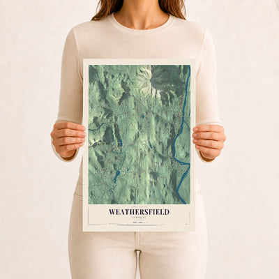 Weathersfield, Vermont map print - 12 x 18 archival matte print