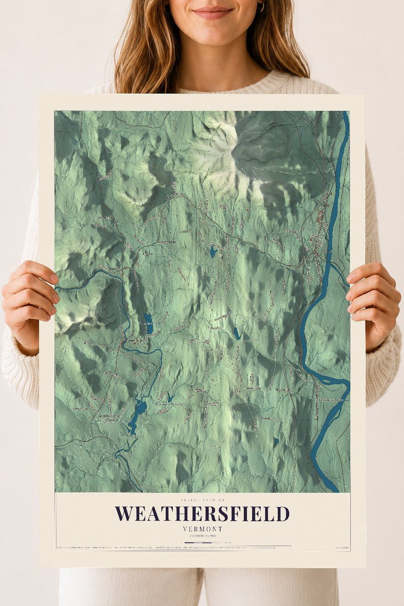 Weathersfield, Vermont map print - 18 x 24 archival matte print