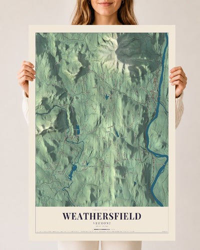 Weathersfield, Vermont map print - 24 x 36 archival matte print