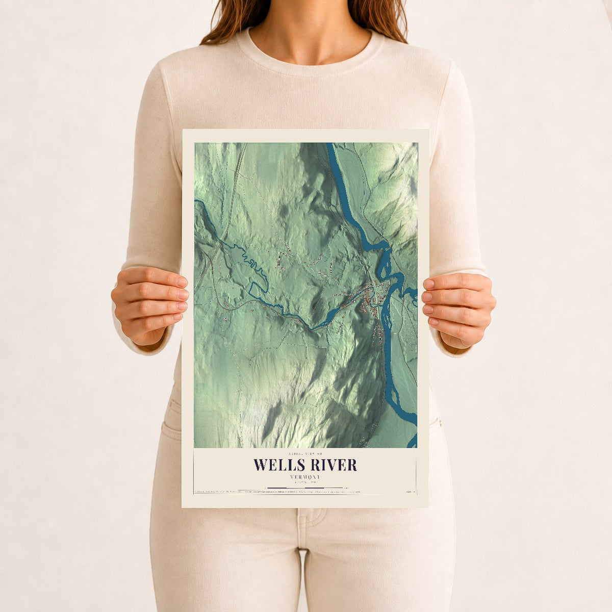 Wells River, Vermont map print - 12 x 18 archival matte print