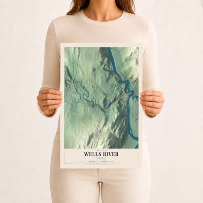 Wells River, Vermont map print - 12 x 18 archival matte print