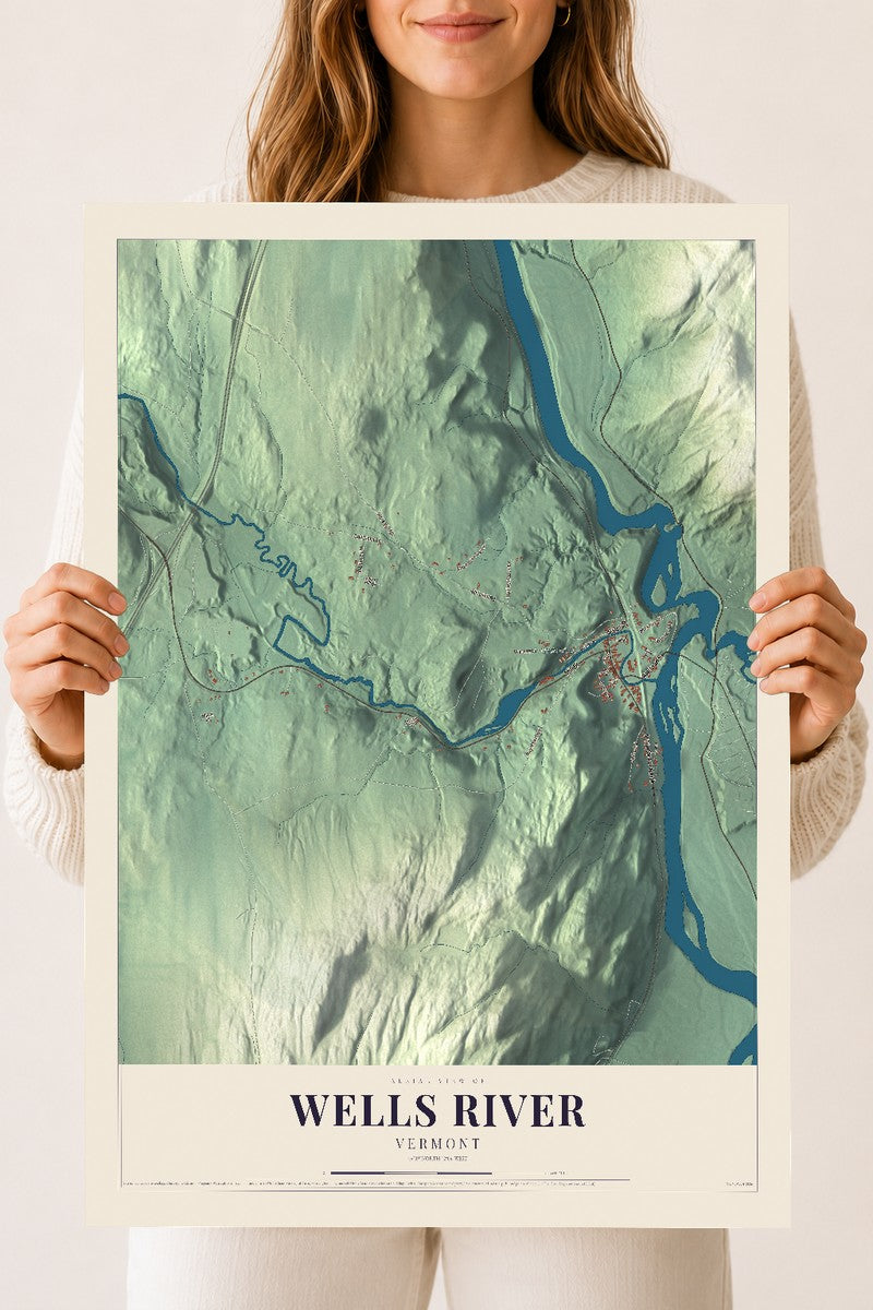 Wells River, Vermont map print - 18 x 24 archival matte print