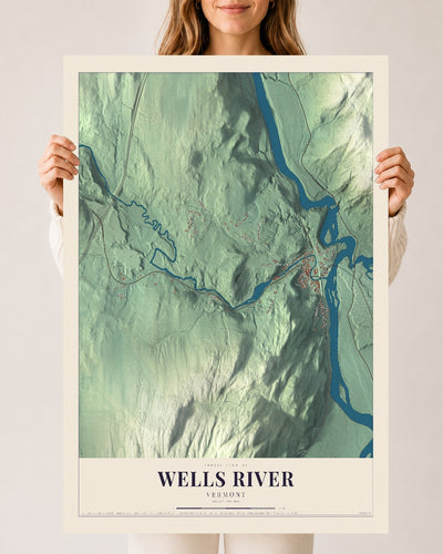 Wells River, Vermont map print - 24 x 36 archival matte print