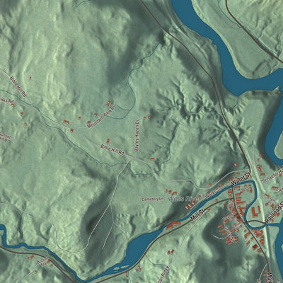 Terrain and local geography detail from the Wells River, Vermont map
