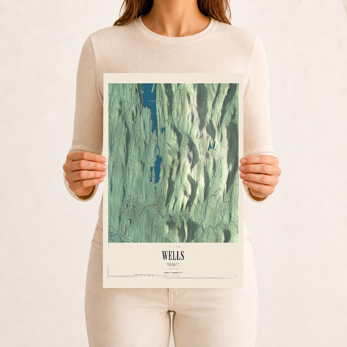 Wells, Vermont map print - 12 x 18 archival matte print