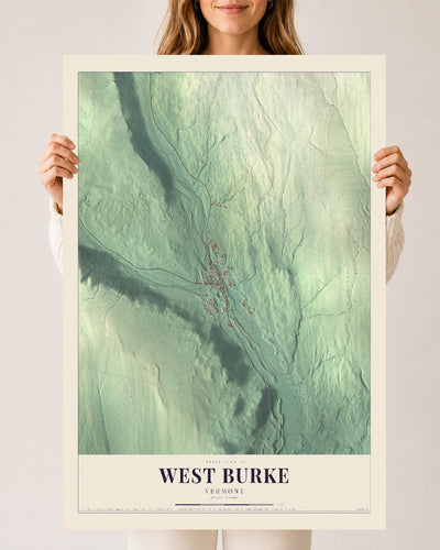 West Burke, Vermont map print - 24 x 36 archival matte print