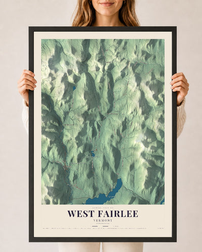 West Fairlee, Vermont map print - 24 x 36 black Ayous wood frame