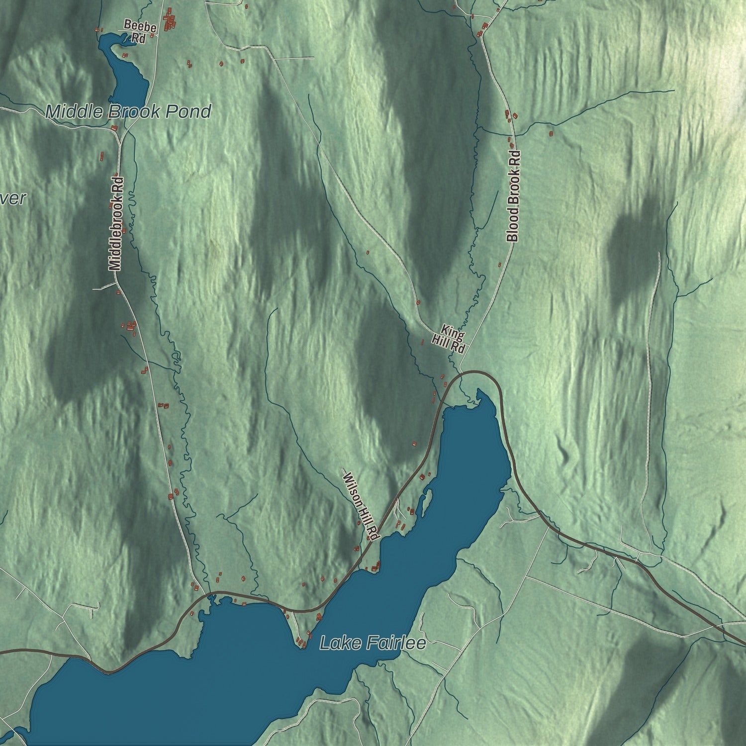 Terrain and local geography detail from the West Fairlee, Vermont map