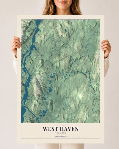 West Haven, Vermont map print - 24 x 36 archival matte print