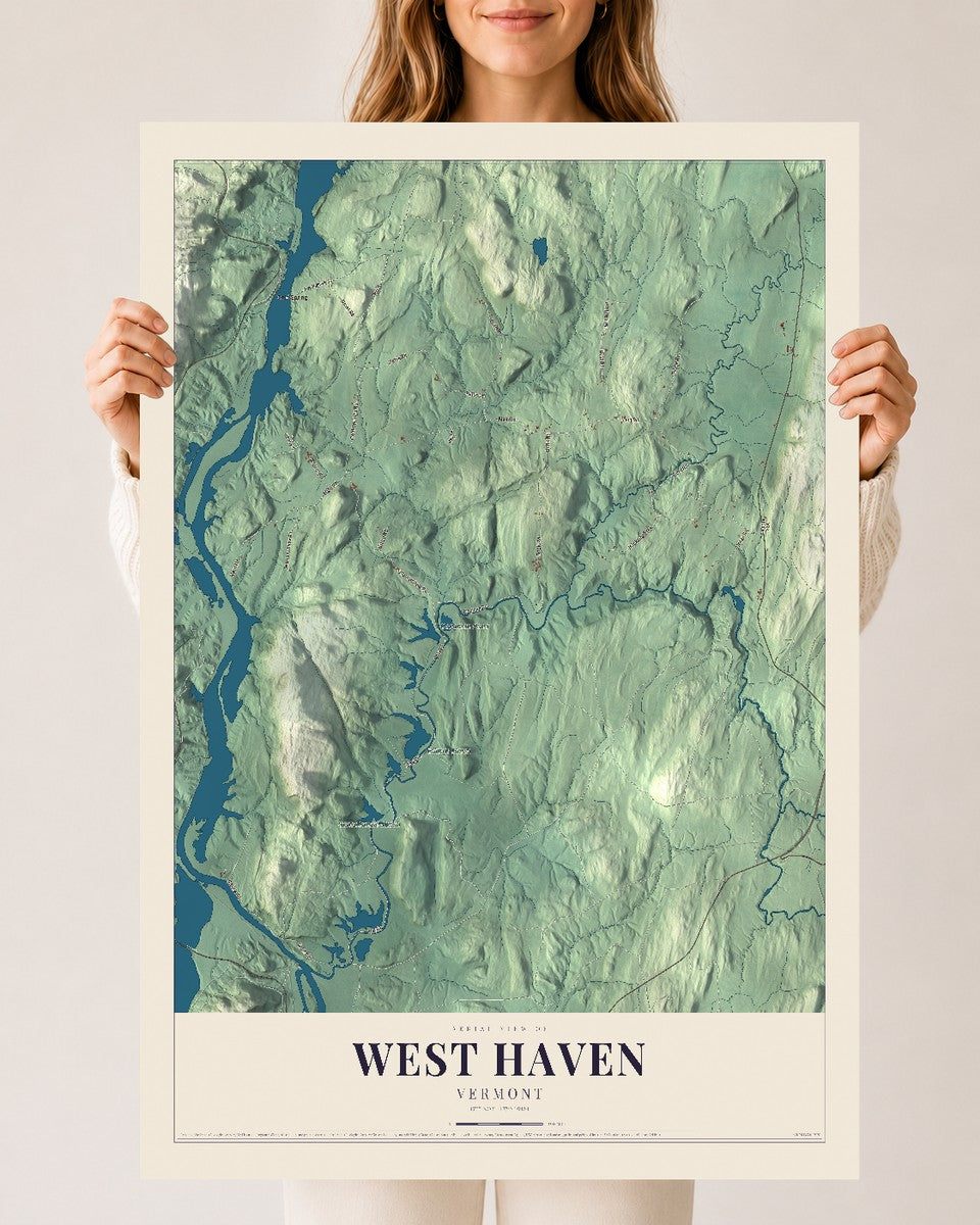West Haven, Vermont map print - 24 x 36 archival matte print