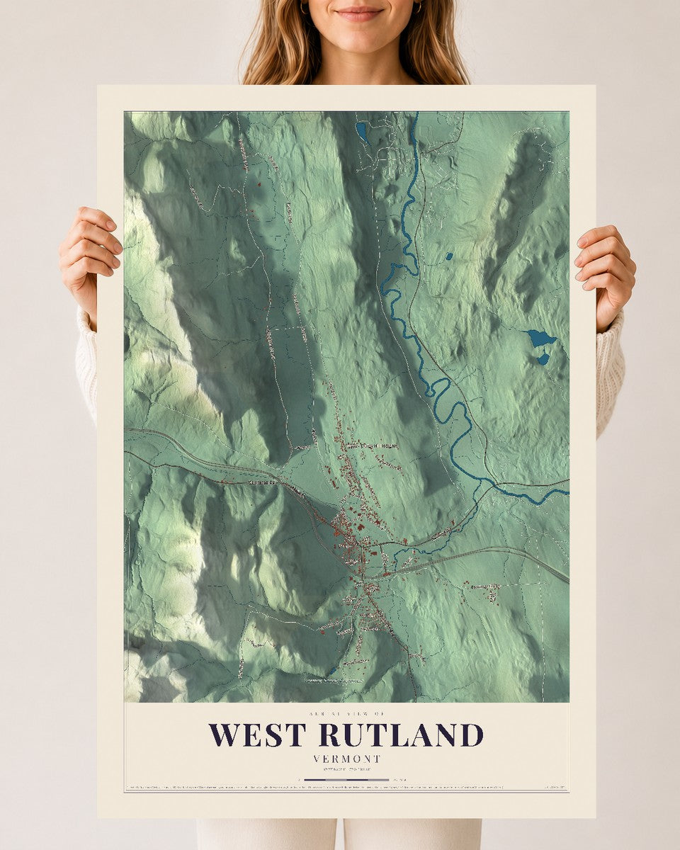 West Rutland, Vermont map print - 24 x 36 archival matte print
