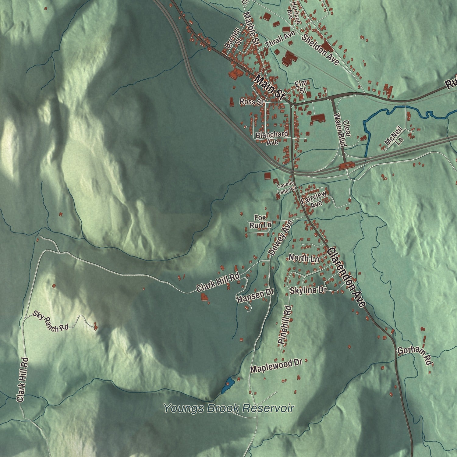 Terrain and local geography detail from the West Rutland, Vermont map