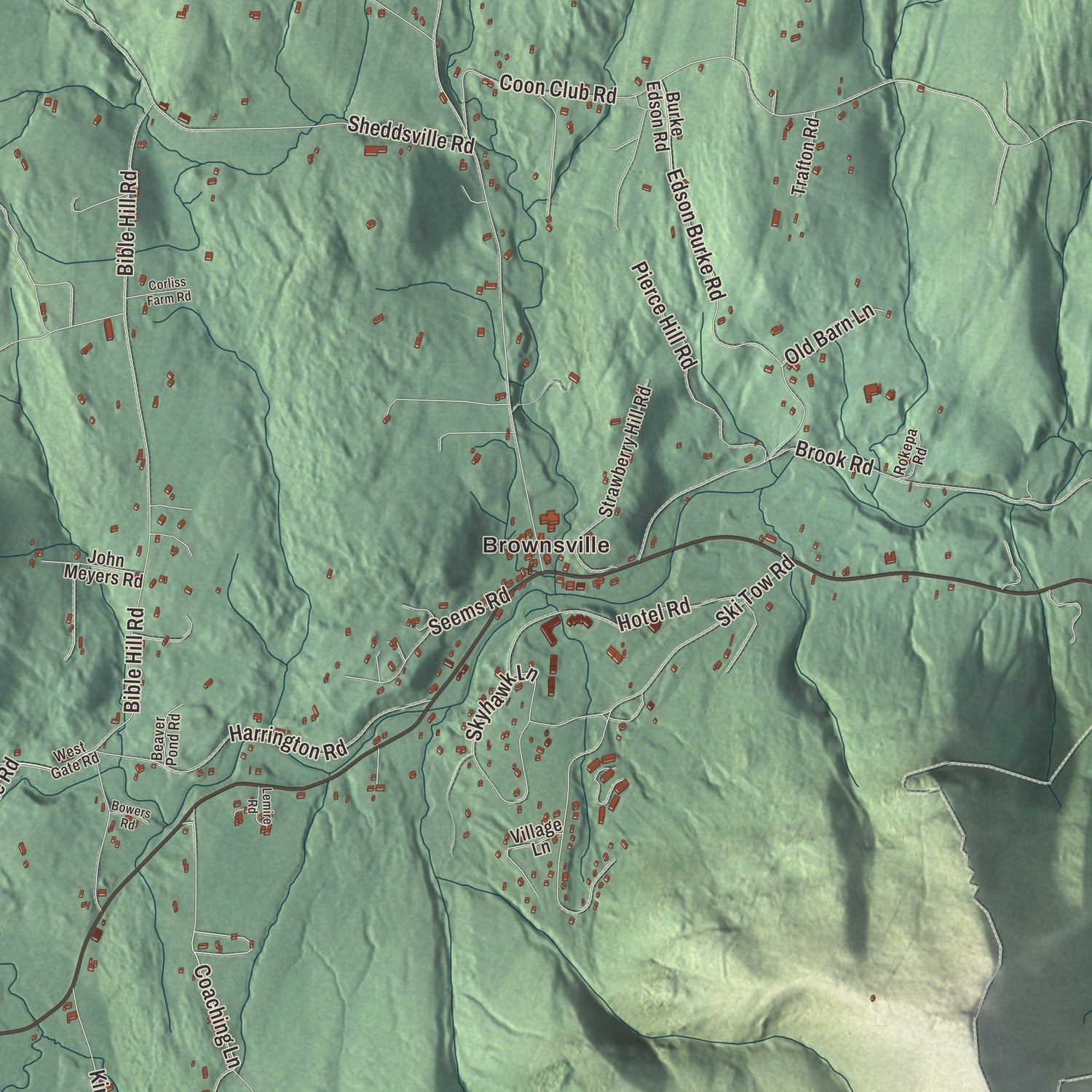 Terrain and local geography detail from the West Windsor, Vermont map