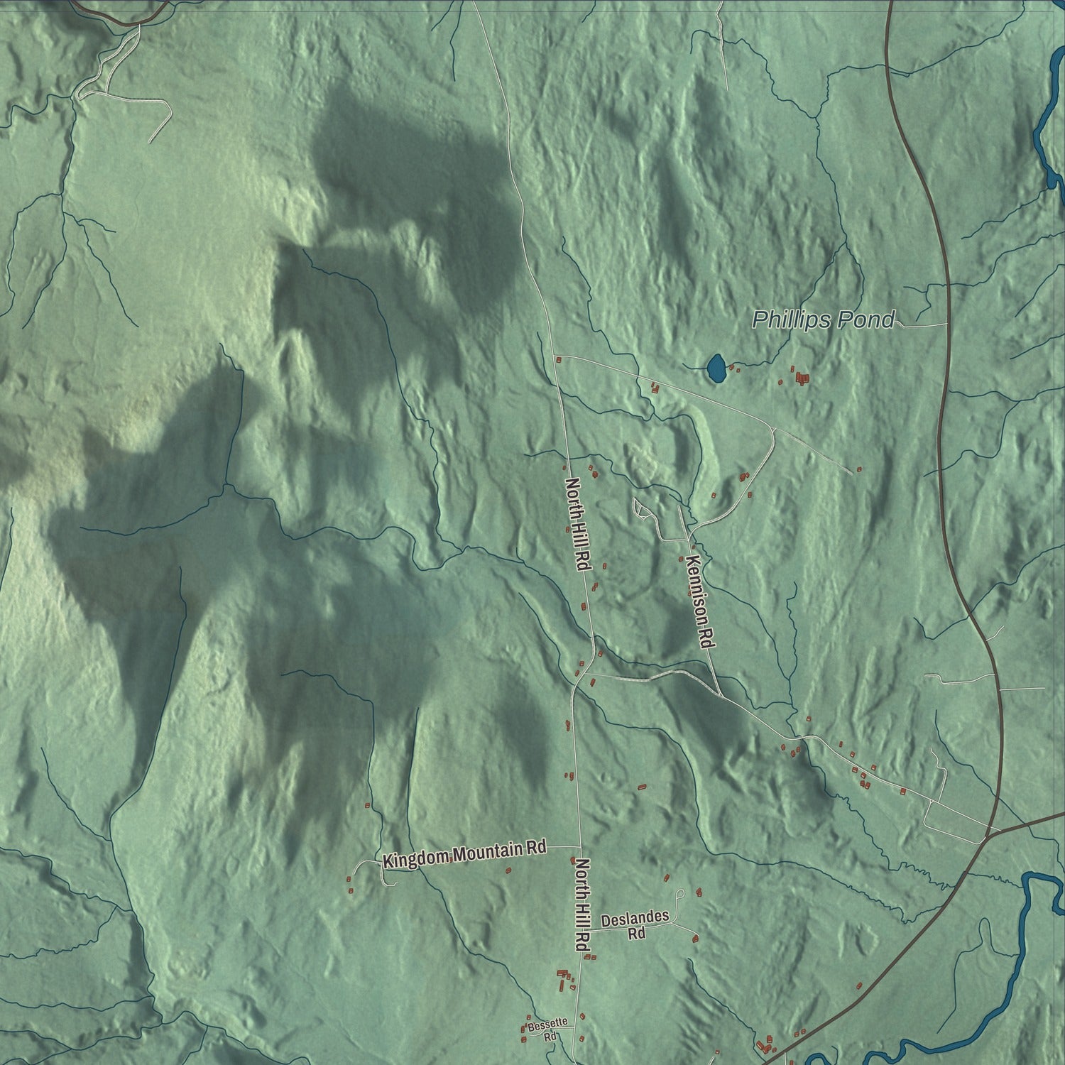 Terrain and local geography detail from the Westfield, Vermont map