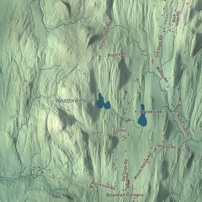 Terrain and local geography detail from the Westford, Vermont map
