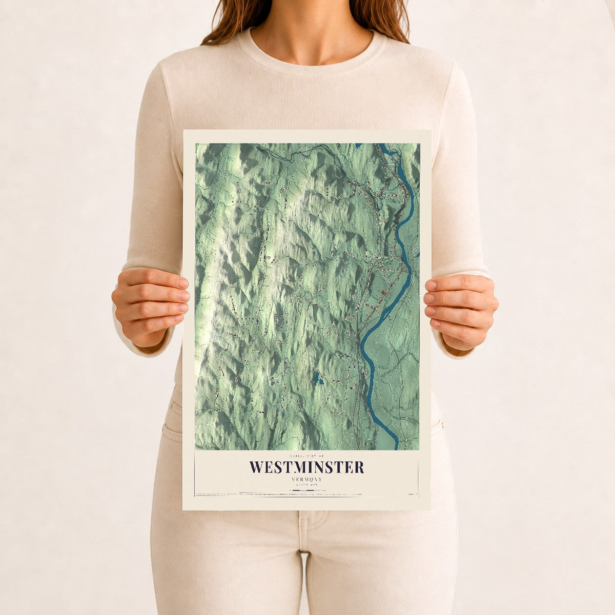 Westminster, Vermont map print - 12 x 18 archival matte print