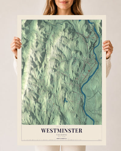 Westminster, Vermont map print - 24 x 36 archival matte print
