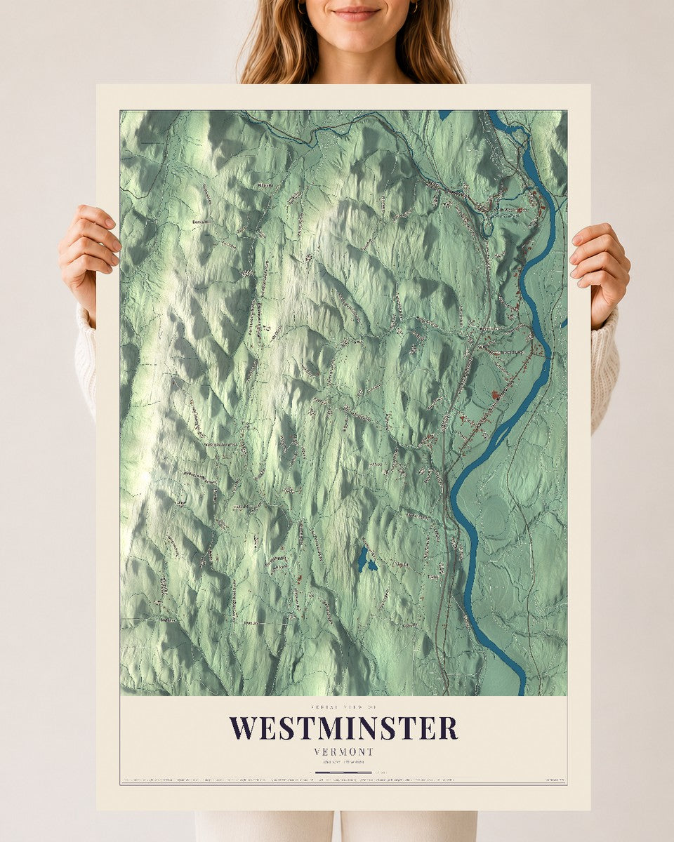Westminster, Vermont map print - 24 x 36 archival matte print