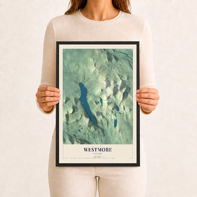 Westmore, Vermont map print - 12 x 18 black Ayous wood frame