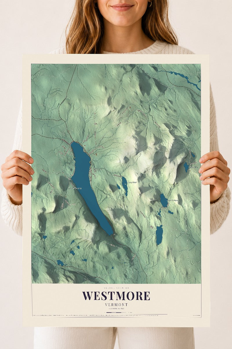 Westmore, Vermont map print - 18 x 24 archival matte print