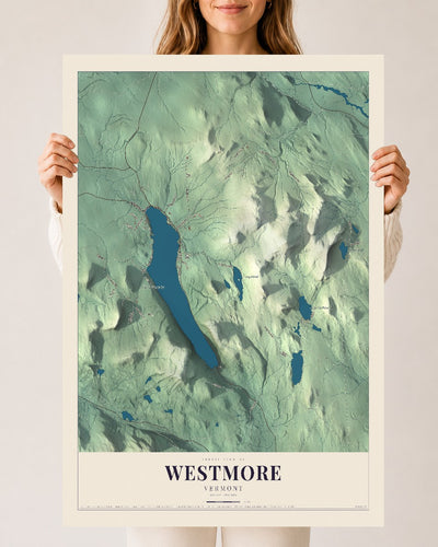 Westmore, Vermont map print - 24 x 36 archival matte print