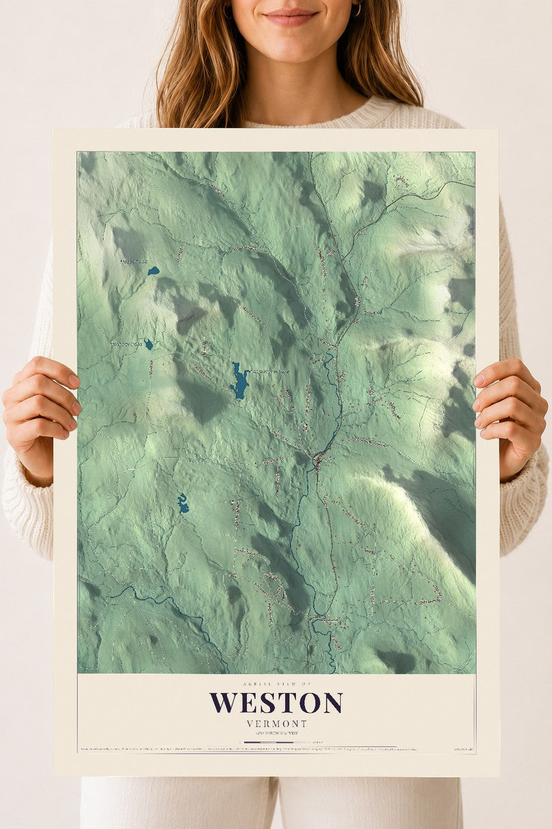 Weston, Vermont map print - 18 x 24 archival matte print