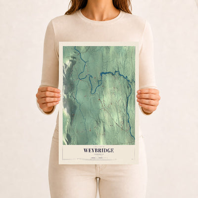 Weybridge, Vermont map print - 12 x 18 archival matte print