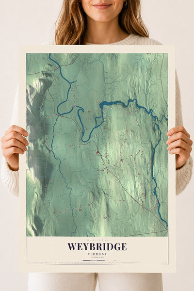 Weybridge, Vermont map print - 18 x 24 archival matte print