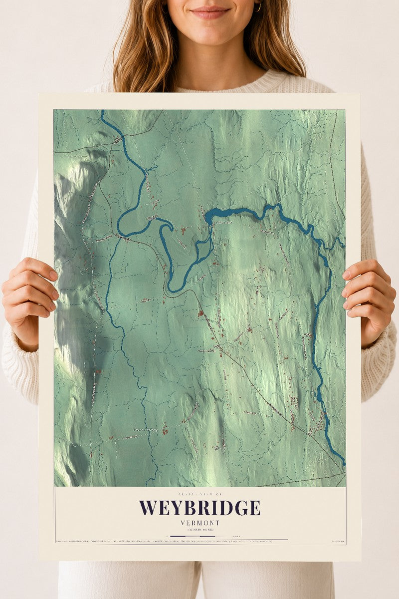 Weybridge, Vermont map print - 18 x 24 archival matte print