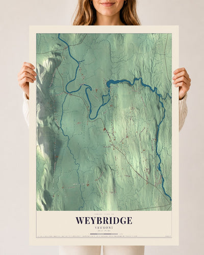 Weybridge, Vermont map print - 24 x 36 archival matte print