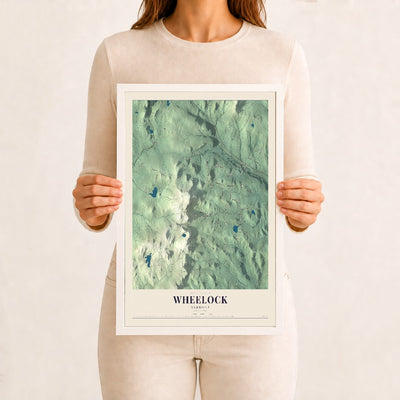 Wheelock, Vermont map print - 12 x 18 white Ayous wood frame